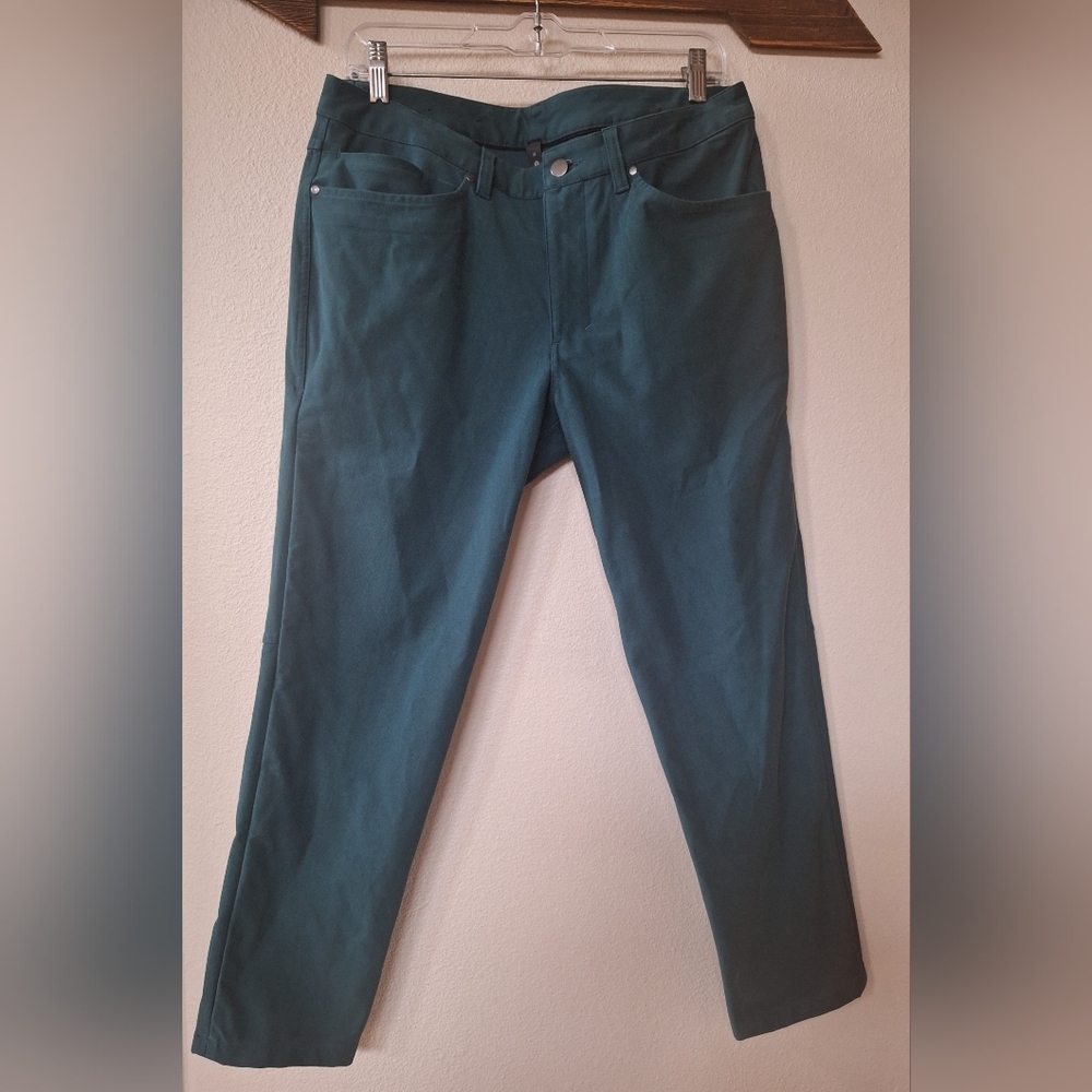 Lululemon ABC Tech Canvas Pants Mens 32x26.5 Green Slim Fit 5-Pocket Stretch